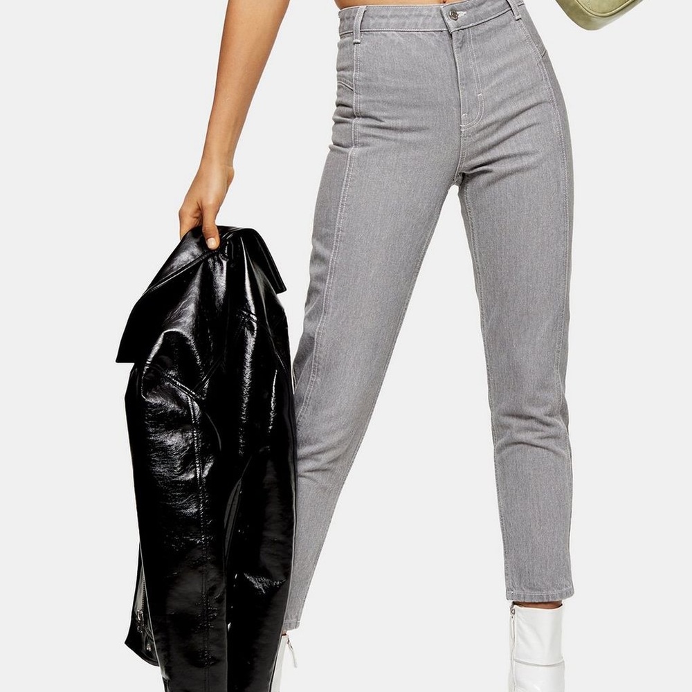 Topshop | Gray 80'S Seam Mom Tapered Jeans sz 10